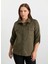 Polo Yaka Fitilli Haki Kadın Bluz 25KSL8222 2