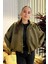 Kadın Haki Oversize Süet Bomber Ceket 1