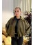 Kadın Haki Oversize Süet Bomber Ceket 6