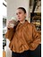 Kadın Taba Oversize Süet Bomber Ceket 4