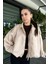 Kadın Bej Oversize Süet Bomber Ceket 2