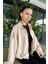 Kadın Bej Oversize Süet Bomber Ceket 6