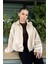 Kadın Bej Oversize Süet Bomber Ceket 4
