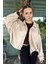 Kadın Bej Oversize Süet Bomber Ceket 5