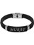 Silikon Kordonlu Siyah Çelik Plakalı Ip Detaylı Isme Özel Veya Harf Yazılı Erkek Bileklik 1