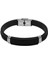 Silikon Kordonlu Siyah Çelik Plakalı Ip Detaylı Isme Özel Veya Harf Yazılı Erkek Bileklik 2