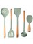 5pcs Silikon Mutfak Mutfak Mekanları Ahşap Saplı Yapışmaz Spatula Pişirme Seti Kızartma Spatula Kepçe Pirinç Kaşığı (Yurt Dışından) 2