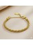 Kadın Çelik Bileklik - Kalın Burma Model - Altın Renk 4