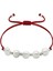 Makrome Örgülü Naturel Kesim Kırmızı Ipli Beyaz Dorika Top Süslemeli Doğal Inci Kadın Bileklik 1
