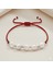 Makrome Örgülü Naturel Kesim Kırmızı Ipli Beyaz Dorika Top Süslemeli Doğal Inci Kadın Bileklik 4