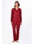 Kadın Süet Önden Düğmeli Pijama Takımı | Ekose Kırmızı 1