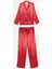 Pijama Takım Saten Uzun Kollu Düğmeli Üst Beli Lastikli Uzun Alt-Fall in Love 9