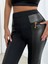 Ozgn Kadın Yüksek Bel Yan Şerit Deri Detay Fermuarlı Dalgıç Tayt 5