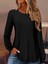 Ozgn Kadın Uzun Kollu Yuvarlak Yaka Nervürlü Bluz 4