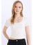 Fitted U Yaka Basic Düz Kısa Kollu Tişört 7