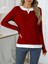Ozgn Kadın Uzun Kollu V Yakalı Çift Renkli Viskon Iki Iplik Bluz 5