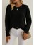 Ozgn Kadın Uzun Kollu Bisiklet Yaka Düşük Omuz Detaylı Triko Bluz 6