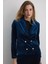 Kruvaze Kadife Ceket - Lacivert 1