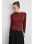 Yakası Düğümlü Viskon Lycra Bluz - Kiremit 1