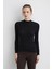 Dik Yakalı Viskon Lycra Bluz - Siyah 3