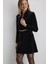 Zincir Kemerli Kadife Ceket Elbise - Siyah 2