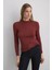 Dik Yakalı Viskon Lycra Bluz - Kiremit 2