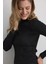 Simli Balıkçı Yaka Triko Bluz - Siyah 3