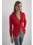 Düğüm Detaylı Viskon Triko Bluz - Kırmızı 2