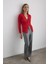 Düğüm Detaylı Viskon Triko Bluz - Kırmızı 4