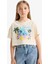 Kız Çocuk Crop Bisiklet Yaka Baskılı Kısa Kollu Tişört E0388A825SM 13