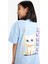Kız Çocuk Oversize Geniş Kalıp Bisiklet Yaka Sırt Baskılı Kısa Kollu Tişört E0367A825SM 13