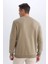 Regular Fit Bisiklet Yaka Kalın Basic Düz Sweatshirt 14