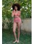 Moda Kadın Fırfırlı Yüksek Bel Kiremit Alt Üst Bikini Takım 3