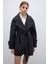 Yün Karışımlı Kruvaze Beli Kemerli Kaban Antrasit K2619005_046 3