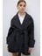 Yün Karışımlı Kruvaze Beli Kemerli Kaban Antrasit K2619005_046 5
