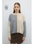 %100 Yün Çift Cepli Triko Gri-Ekru K2671026_661 1