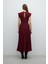 Sırt Dekolteli Beli Bağlama Detaylı Triko Elbise Bordo K2672001_008 2
