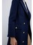 %100 Yün Gold Düğmeli Kruvaze Kaban Lacivert K2619002_015 4