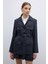 Yün Karışımlı Beli Kemerli Ceket Lacivert K2616023_015 1