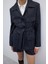 Yün Karışımlı Beli Kemerli Ceket Lacivert K2616023_015 3