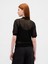 Kadın Siyah Şeffaf Kısa Polo Kazak 4