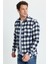 Erkek Slim Fit Dar Kesim Uzun Kollu Cepli Kareli Dama Desenli Kışlık Oduncu Gömlek 5