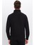 Unisex Relax Fit Rahat Kesim Fitilli Pamuklu Yarım Fermuarlı Siyah Dik Yaka Sweatshirt 5