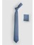 Düz Cep Mendilli Mavi Erkek Kravat 2