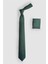 Düz Cep Mendilli Yeşil Erkek Kravat 2