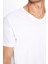 Erkek Slim Fit Dar Kesim Pamuklu Yumuşak Dokulu Likralı Esnek Kumaş Düz Basic Beyaz V Yaka Tişört 4
