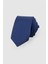 Kendinden Desenli Düz Erkek İndigo Kravat 2