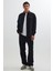 Slim Fit Uzun Kollu Dar Kesim Denim Kot Çift Cepli Spor Yaka Erkek Siyah Gömlek 4