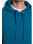 Unisex Oversize Geniş Kesim Pamuklu Yumuşak Dokulu Içi Polarlı Basic Petrol Kapüşonlu Sweatshirt 4