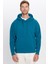 Unisex Oversize Geniş Kesim Pamuklu Yumuşak Dokulu Içi Polarlı Basic Petrol Kapüşonlu Sweatshirt 5